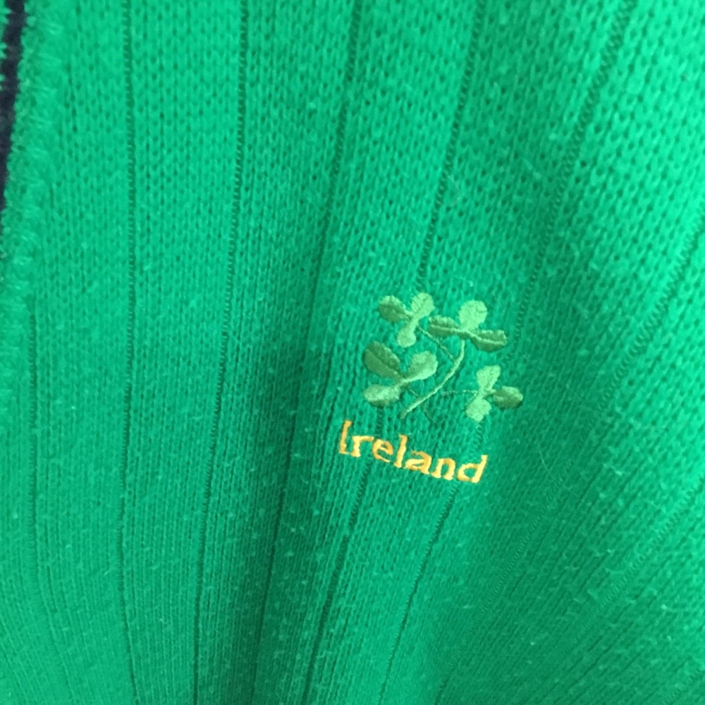 Vintage IRELAND Shamrock Green Acrylic Cardigan Quills Woollen Market L - Picture 4 of 10
